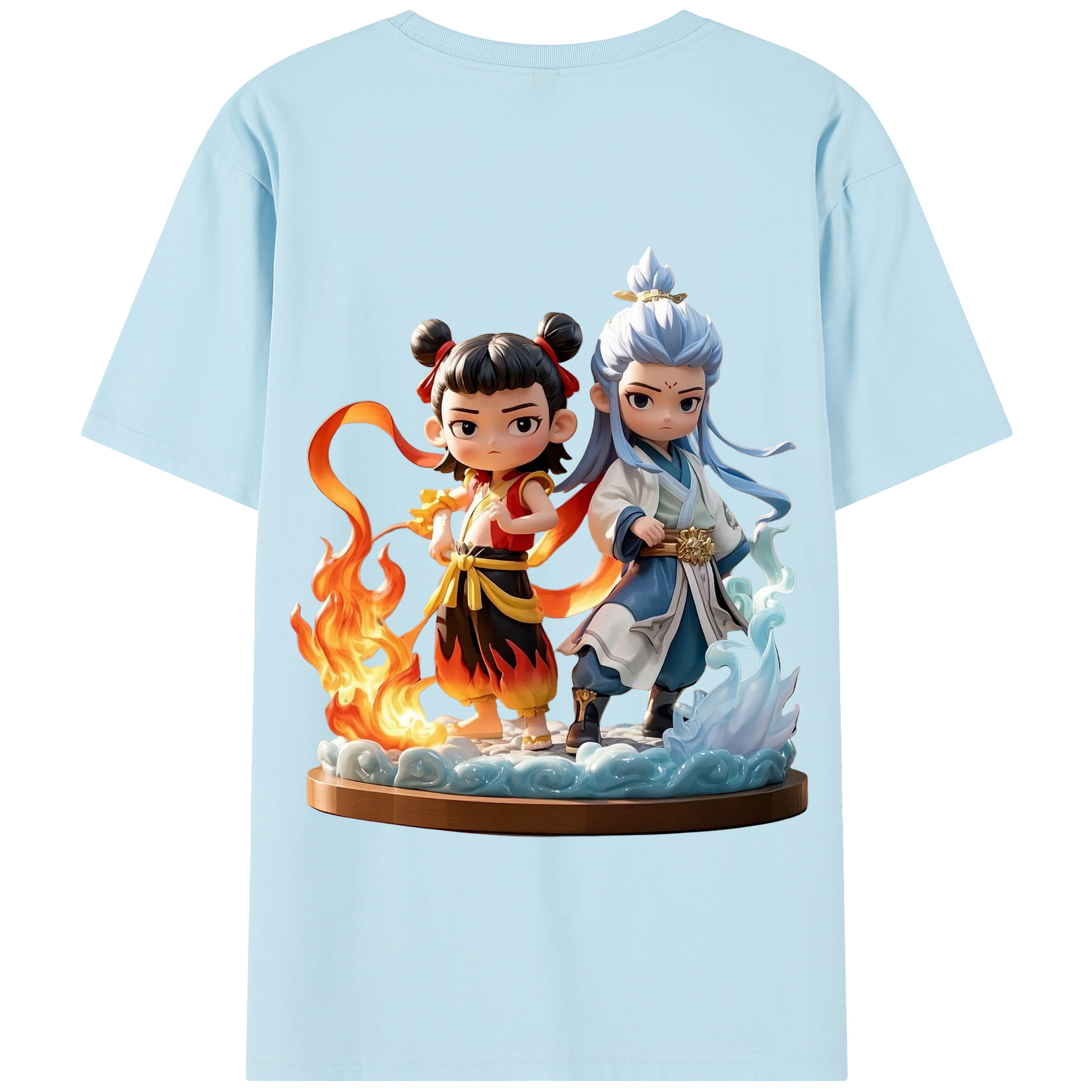 （画像用） Ne Zha 2 ナタ 魔童の大暴れ 綿100％半袖Tシャツ（背面プリント）